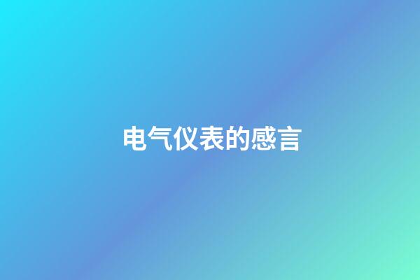电气仪表的感言