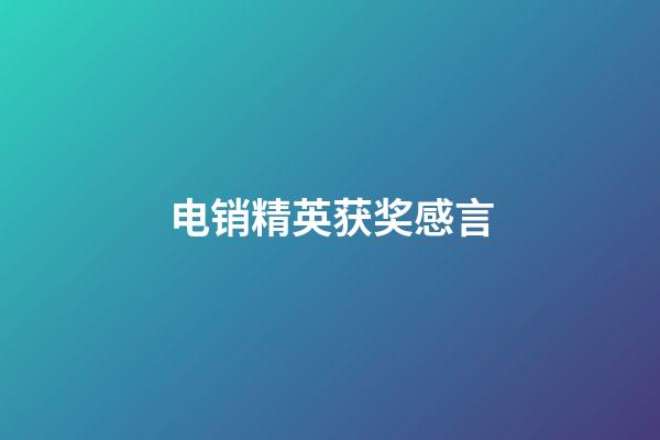 电销精英获奖感言
