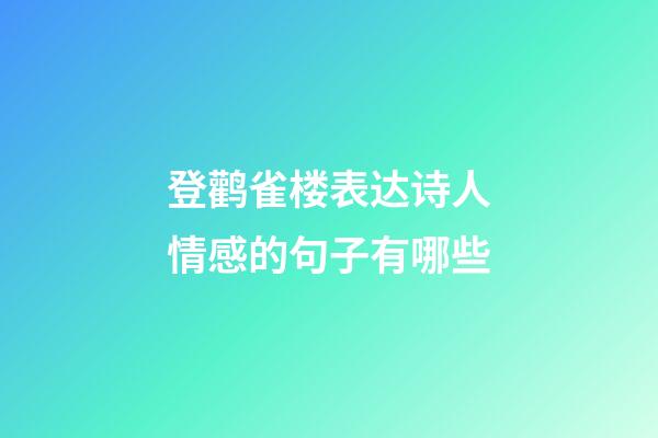 登鹳雀楼表达诗人情感的句子有哪些
