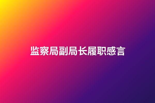 监察局副局长履职感言