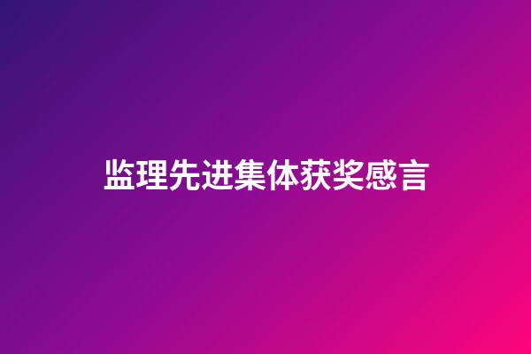 监理先进集体获奖感言