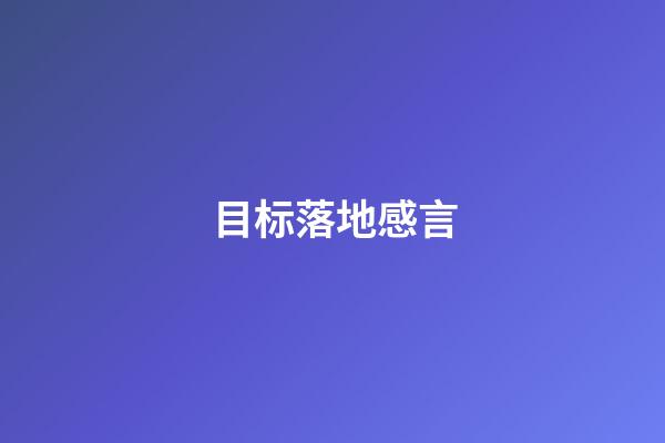 目标落地感言