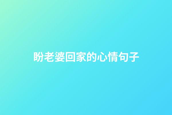 盼老婆回家的心情句子
