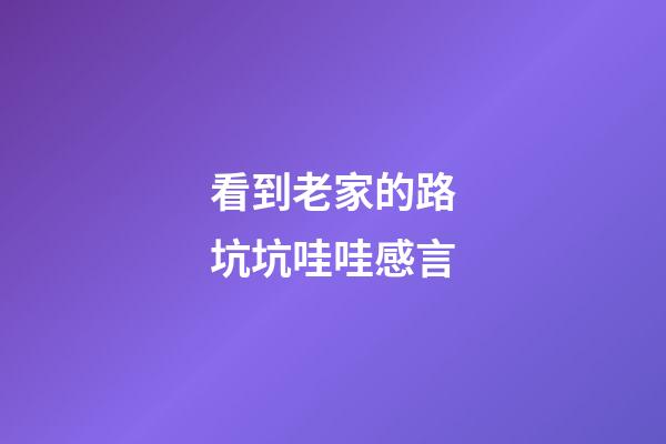 看到老家的路坑坑哇哇感言