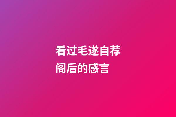 看过毛遂自荐阁后的感言