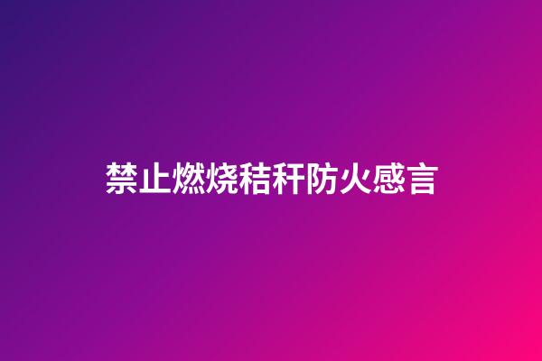 禁止燃烧秸秆防火感言
