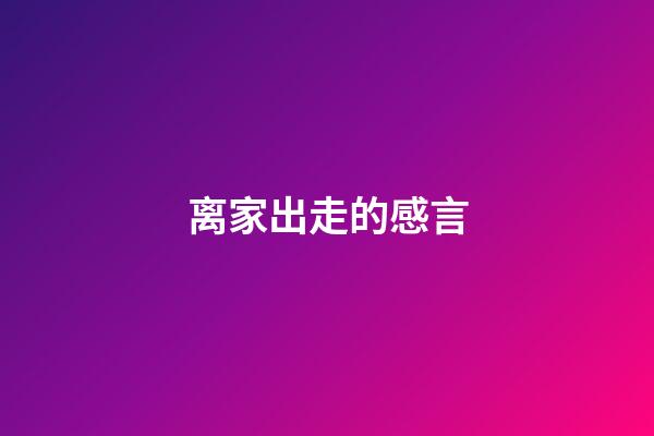 离家出走的感言