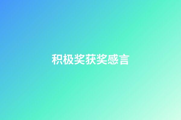 积极奖获奖感言