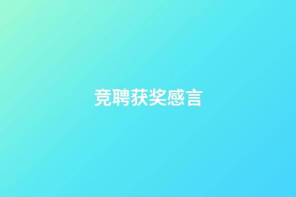 竞聘获奖感言
