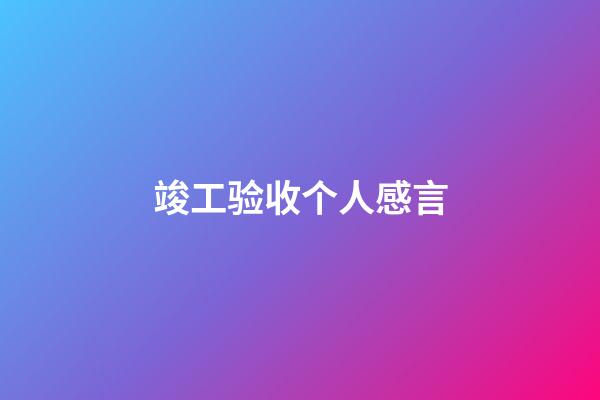 竣工验收个人感言
