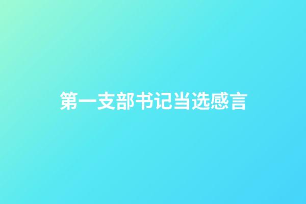 第一支部书记当选感言