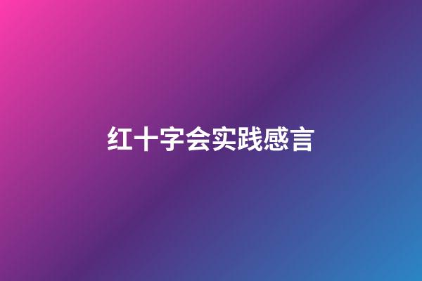 红十字会实践感言