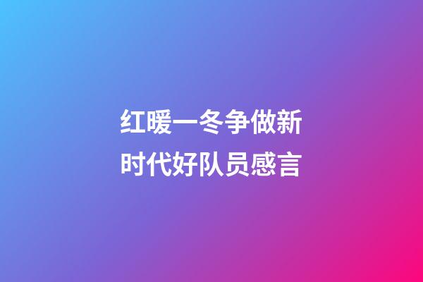 红暖一冬争做新时代好队员感言