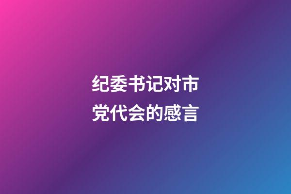 纪委书记对市党代会的感言