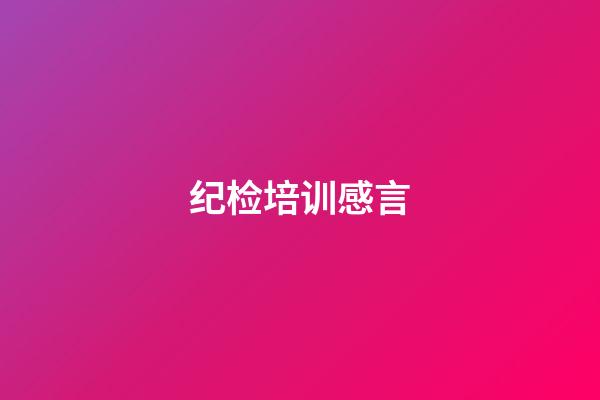 纪检培训感言