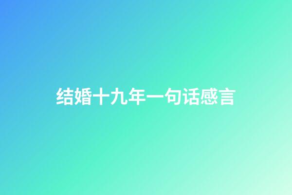 结婚十九年一句话感言