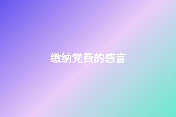 缴纳党费的感言