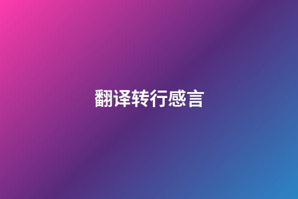翻译转行感言