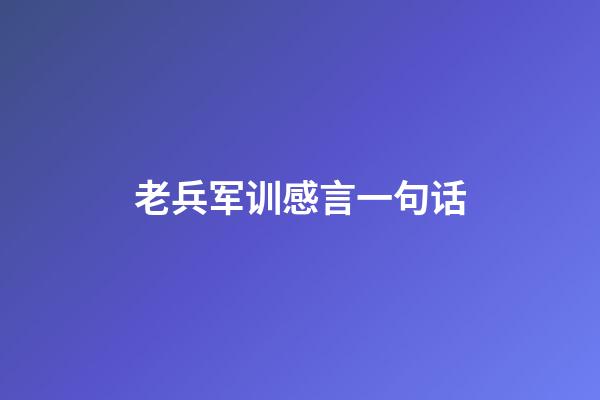 老兵军训感言一句话