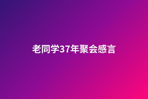 老同学37年聚会感言