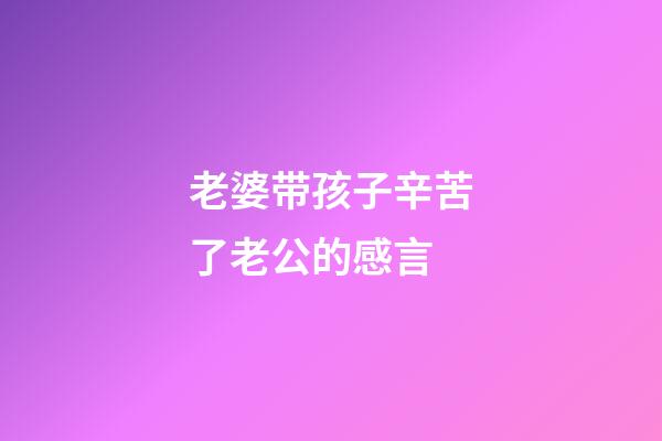老婆带孩子辛苦了老公的感言