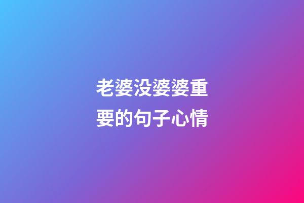 老婆没婆婆重要的句子心情