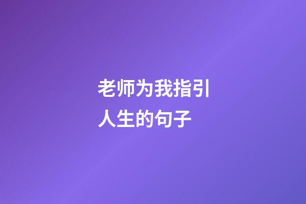 老师为我指引人生的句子