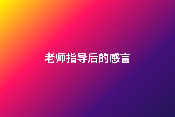 老师指导后的感言