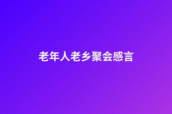 老年人老乡聚会感言