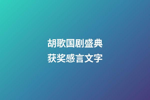 胡歌国剧盛典获奖感言文字