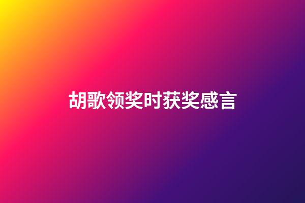胡歌领奖时获奖感言