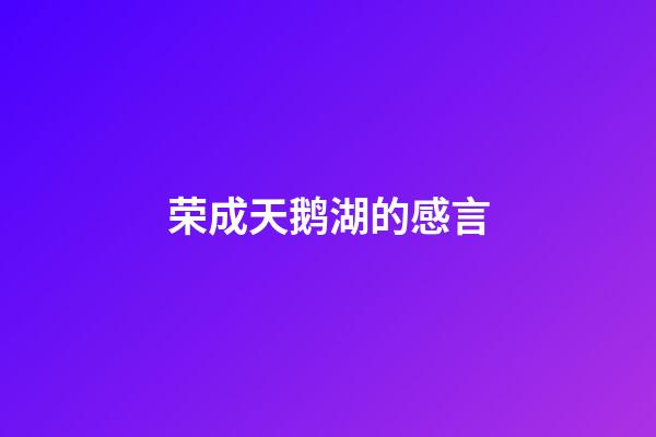 荣成天鹅湖的感言
