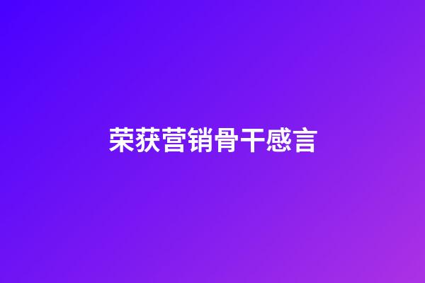 荣获营销骨干感言