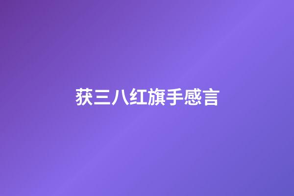 获三八红旗手感言