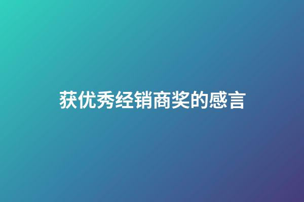 获优秀经销商奖的感言