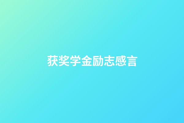 获奖学金励志感言