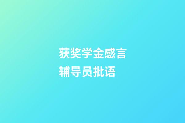 获奖学金感言辅导员批语