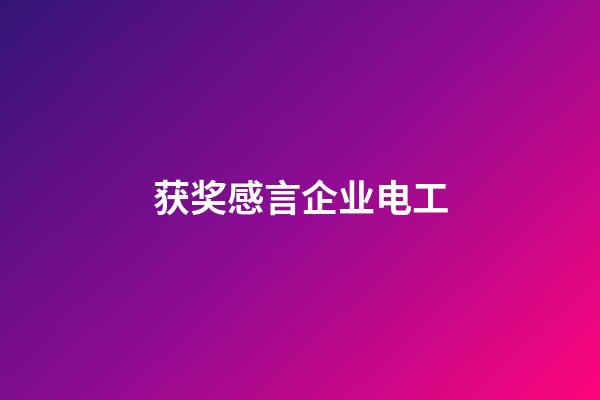 获奖感言企业电工
