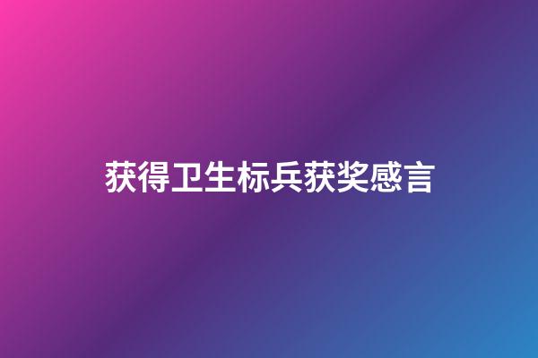 获得卫生标兵获奖感言