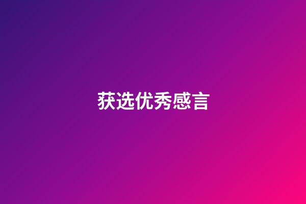 获选优秀感言