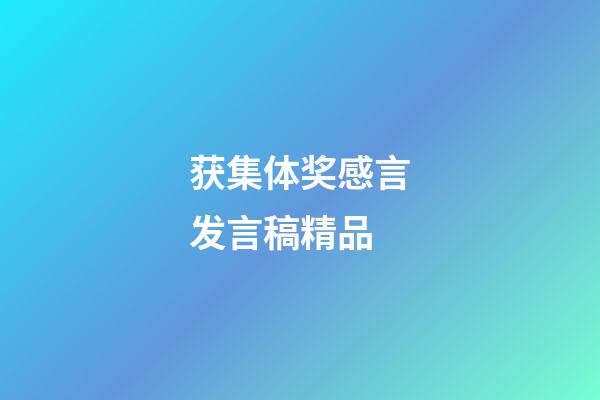 获集体奖感言发言稿精品