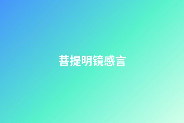 菩提明镜感言