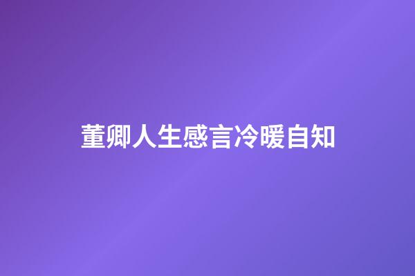 董卿人生感言冷暖自知