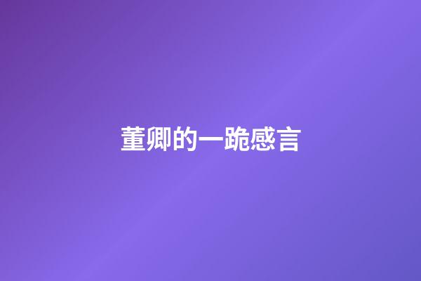 董卿的一跪感言