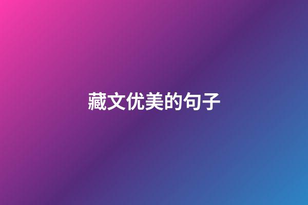 藏文优美的句子