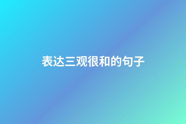 表达三观很和的句子