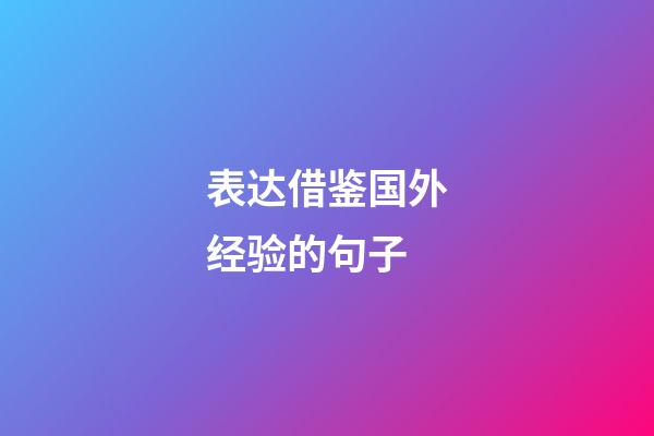 表达借鉴国外经验的句子