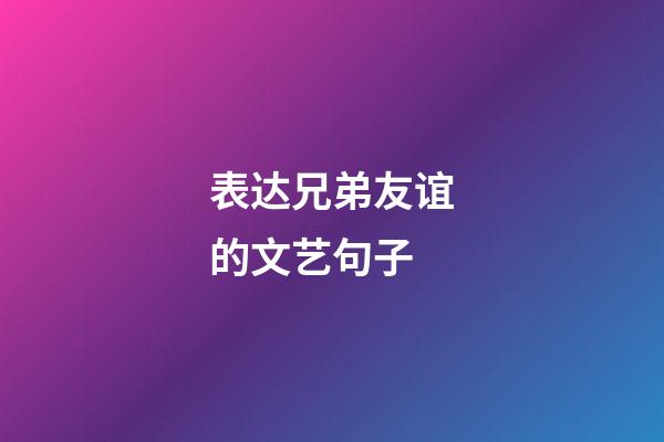表达兄弟友谊的文艺句子