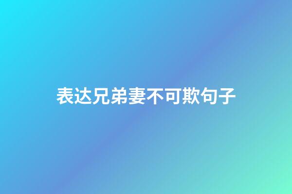 表达兄弟妻不可欺句子