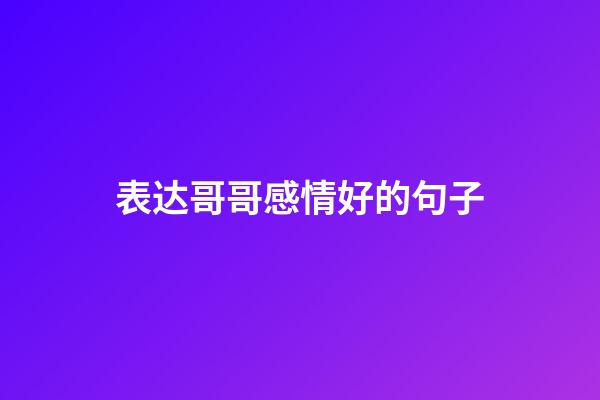 表达哥哥感情好的句子